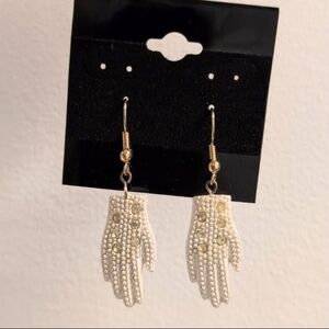 Vintage-Inspired Hand Charm Dangle Earrings with Rhinestone Accents